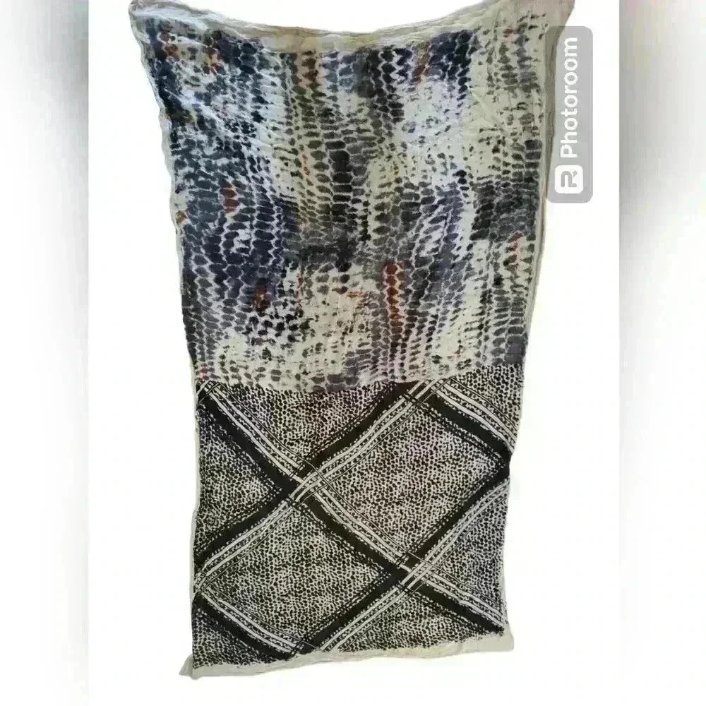 Black tan and grey scarf/ beach wrap